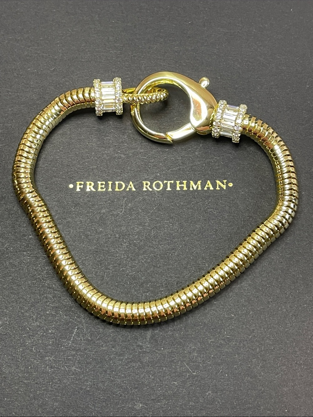 Freida Rothman VAULT Gold Pavé Clasp Snake Chain Bracelet - NWT $129 MSRP